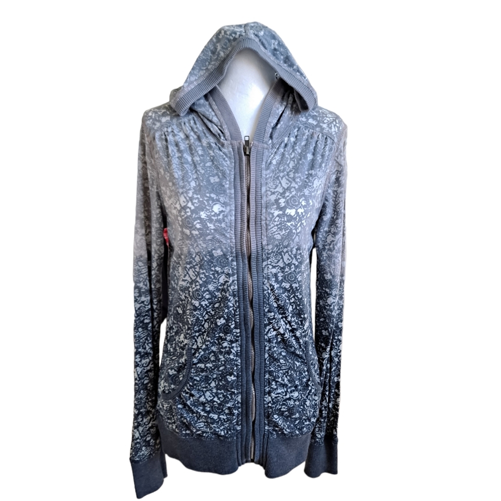 Aventura Gray Lantana Burnout Zip Front Hooded Jacket Small szS